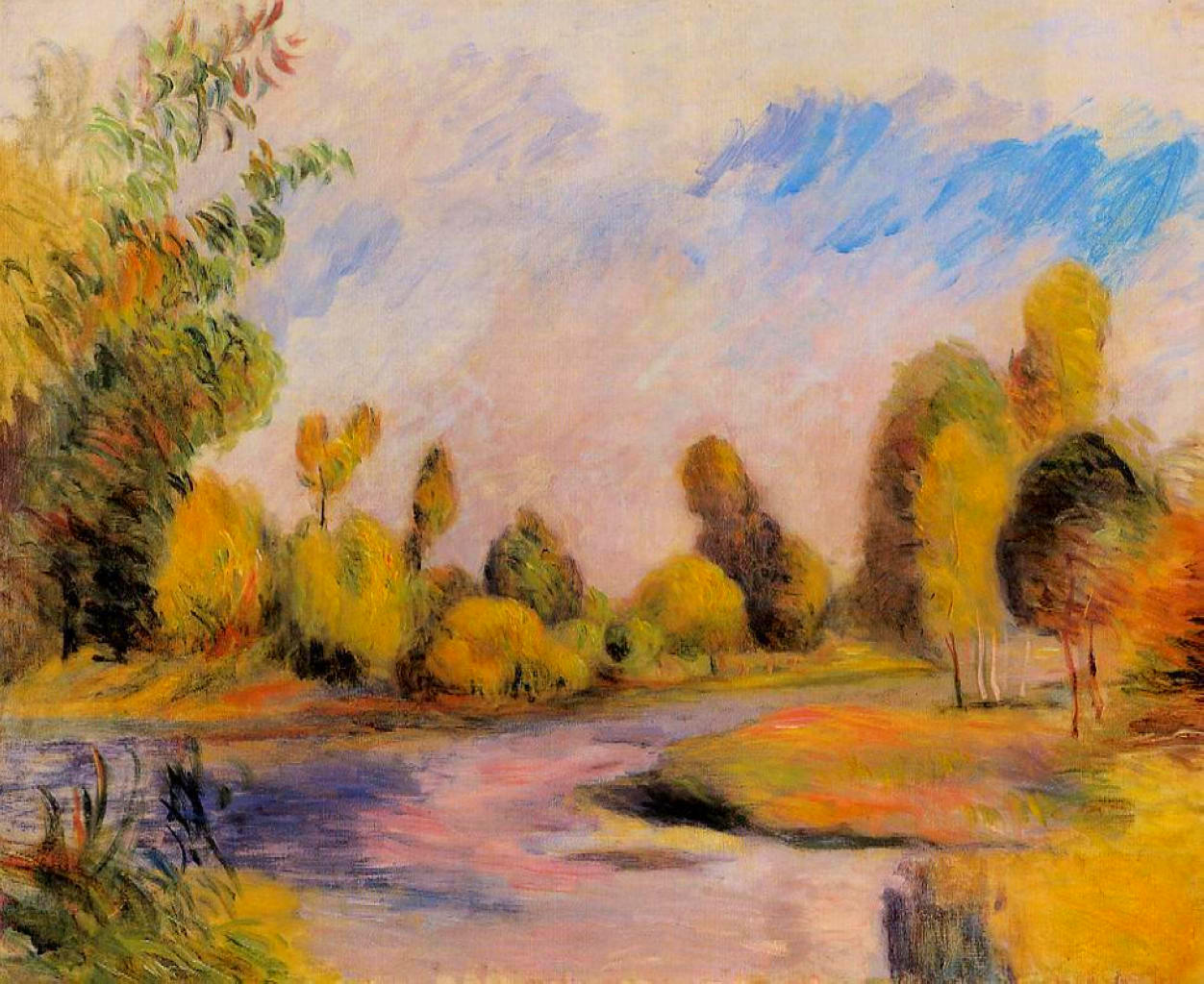 Banks of a River - Pierre-Auguste Renoir painting on canvas
